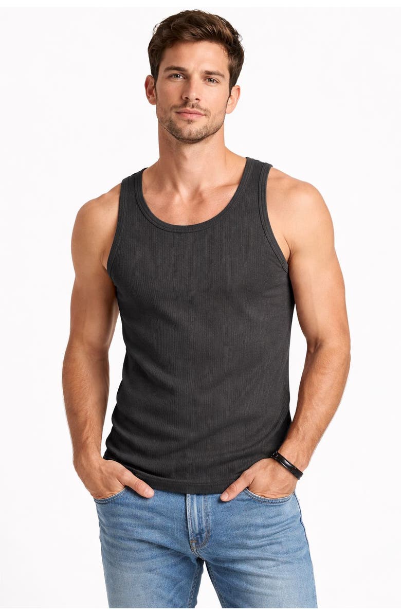 BenBen Mens 10 Pack Ribbed Tank Tops Classic Fit, Alternate, color, Black/Grey