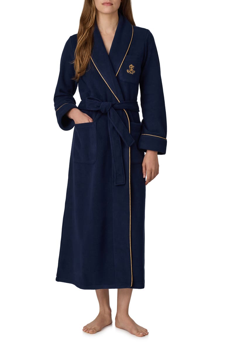 Shawl Collar Long Robe, Main, color, NAVY