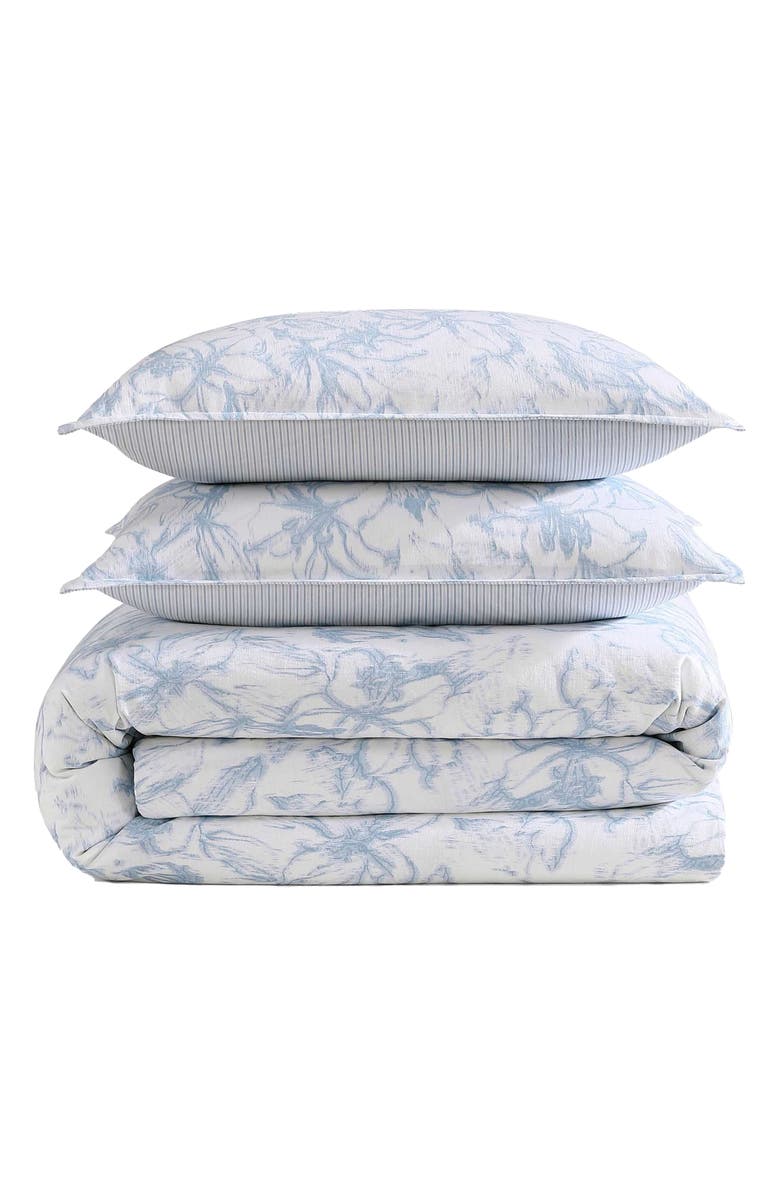 Tommy Hilfiger Ethereal Floral Cotton Slub Duvet Cover & Shams Set, Main, color, Pastel Blue