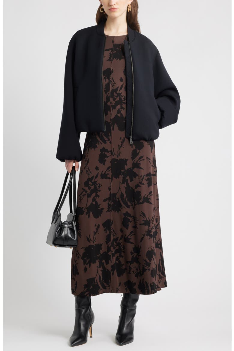 Dolman Sleeve Maxi Dress, Alternate, color, BROWN COFFEE CHAR FLORAL