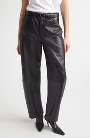 Nili Lotan Tribeca Leather Barrel Leg Pants