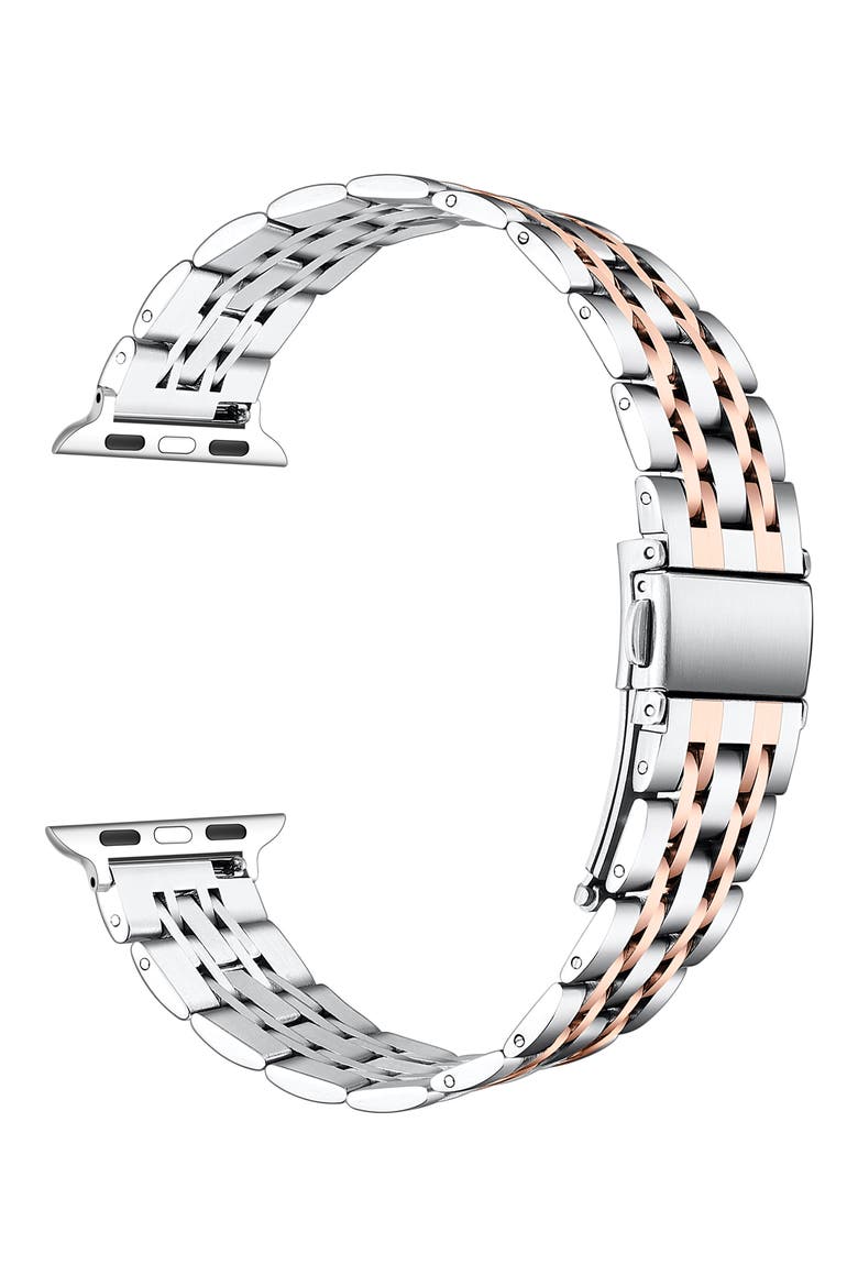 Rainey Silver/Rose Gold Stainless Steel Band for Apple Watch, Alternate, color, SILVER/ ROSE GOLD