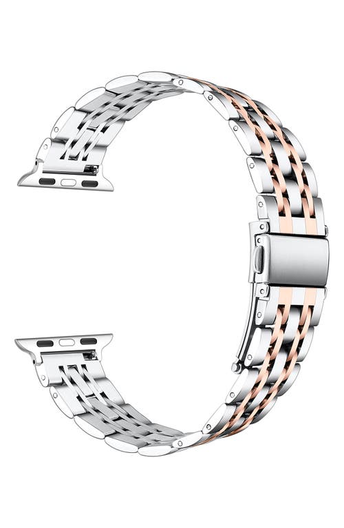 The Posh Tech Rainey Silver/rose Gold Stainless Steel Band For Apple Watch In Metallic