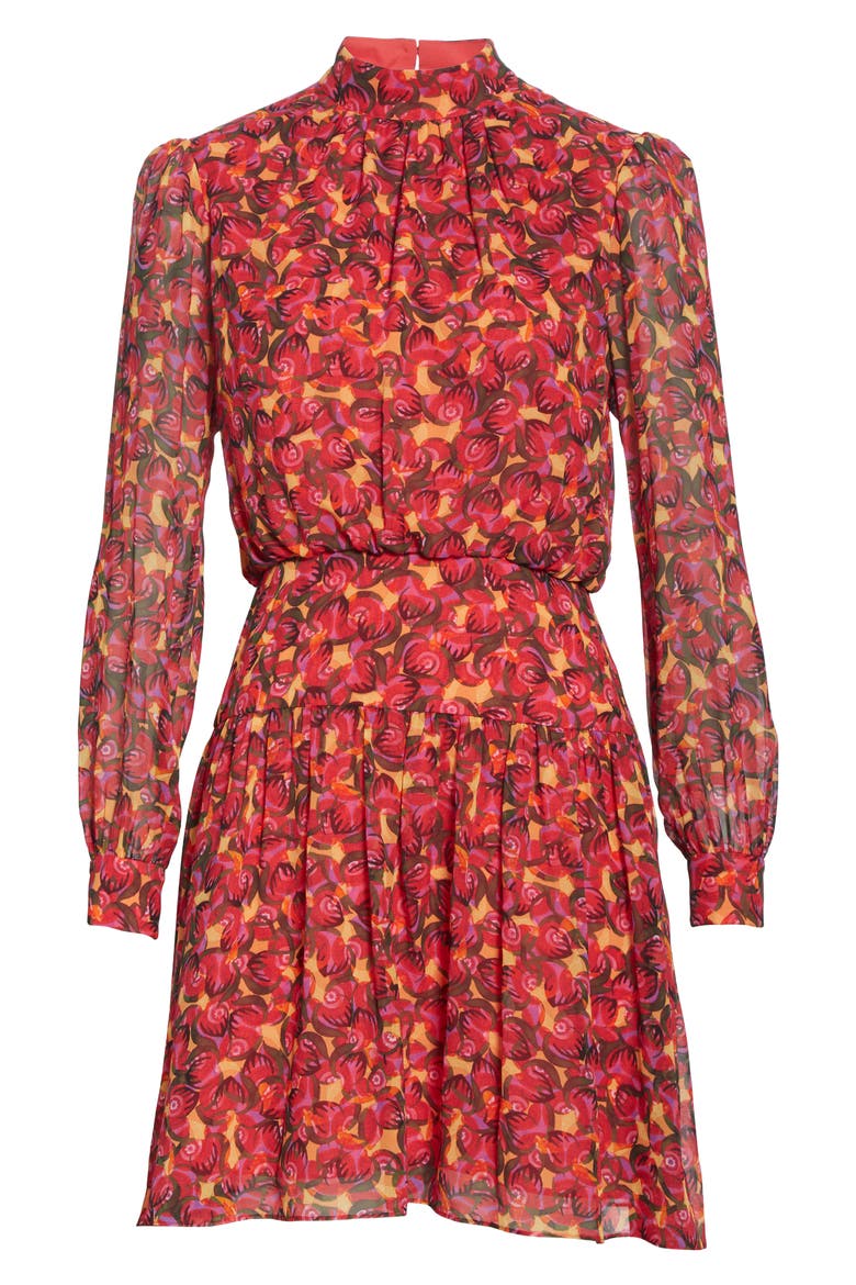 Isabel Floral Silk Long Sleeve Minidress, Alternate, color, PEMALA CIRCLES