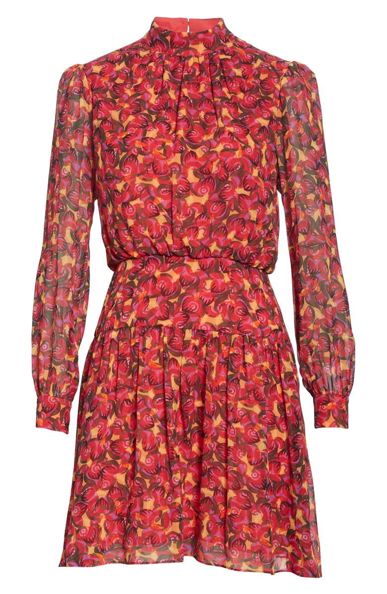 SALONI Isabel Floral Silk Long Sleeve Minidress, Alternate, color, 