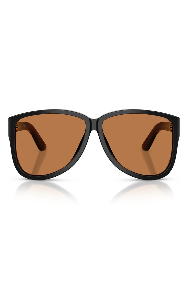 Miu Miu 61mm Pilot Sunglasses, Main, color, Black/ Brown