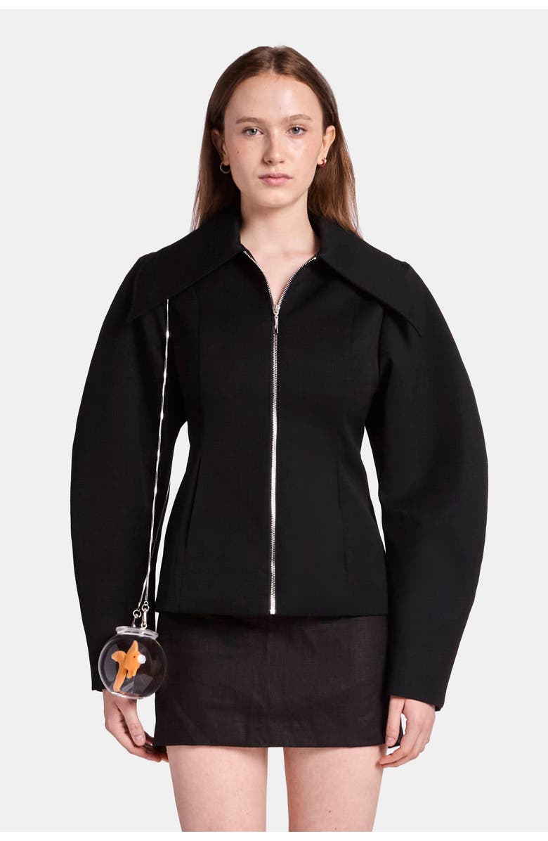 KATE BARTON Fitted Wool Jacket with Sculpted Sleeve, Main, color, Black