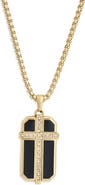 AMERICAN EXCHANGE Men's Cubic Zirconia Cross Dog Tag Pendant Necklace