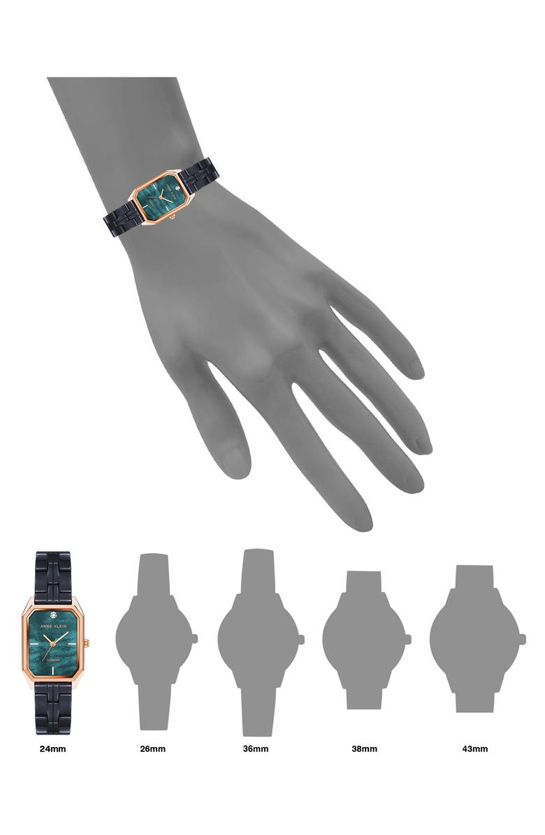 AK ANNE KLEIN Navy Mother of Pearl & Diamond Dial Bracelet Watch, 24mm, Alternate, color, Navy