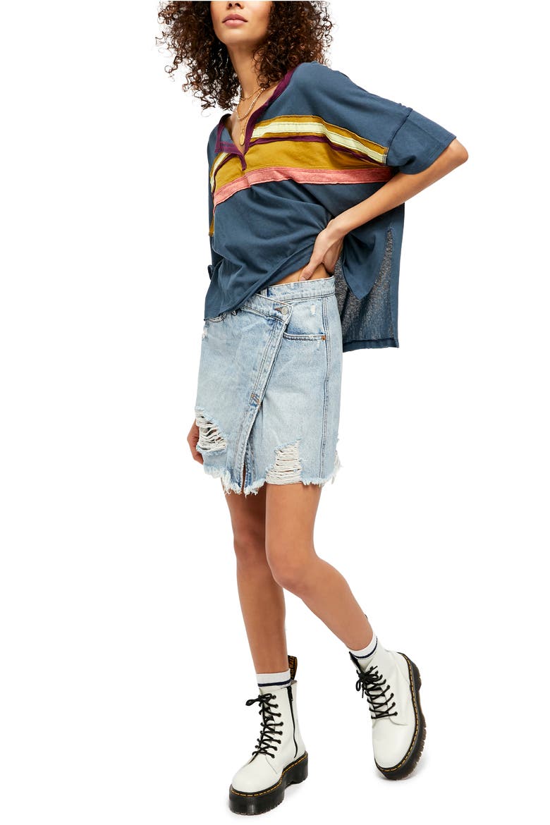 Parker Wrap Denim Miniskirt, Alternate, color, SURFS UP