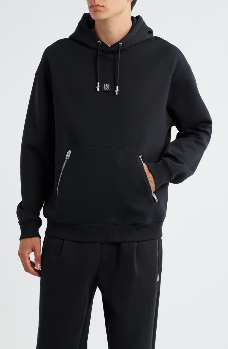 HUGO Dargen Knit Pullover Hoodie, Main, color, Black