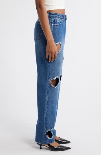 Laser Cut Heart Jeans