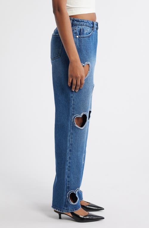 Shop Ptcl Laser Cut Heart Jeans In Indigo