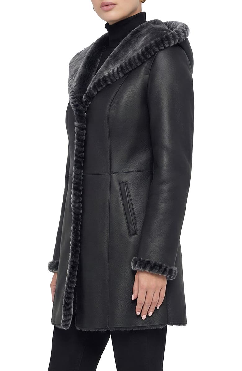 GORSKI Merino Genuine Shearling Parka With Whipstitch Trim, Alternate, color, Black Brisa