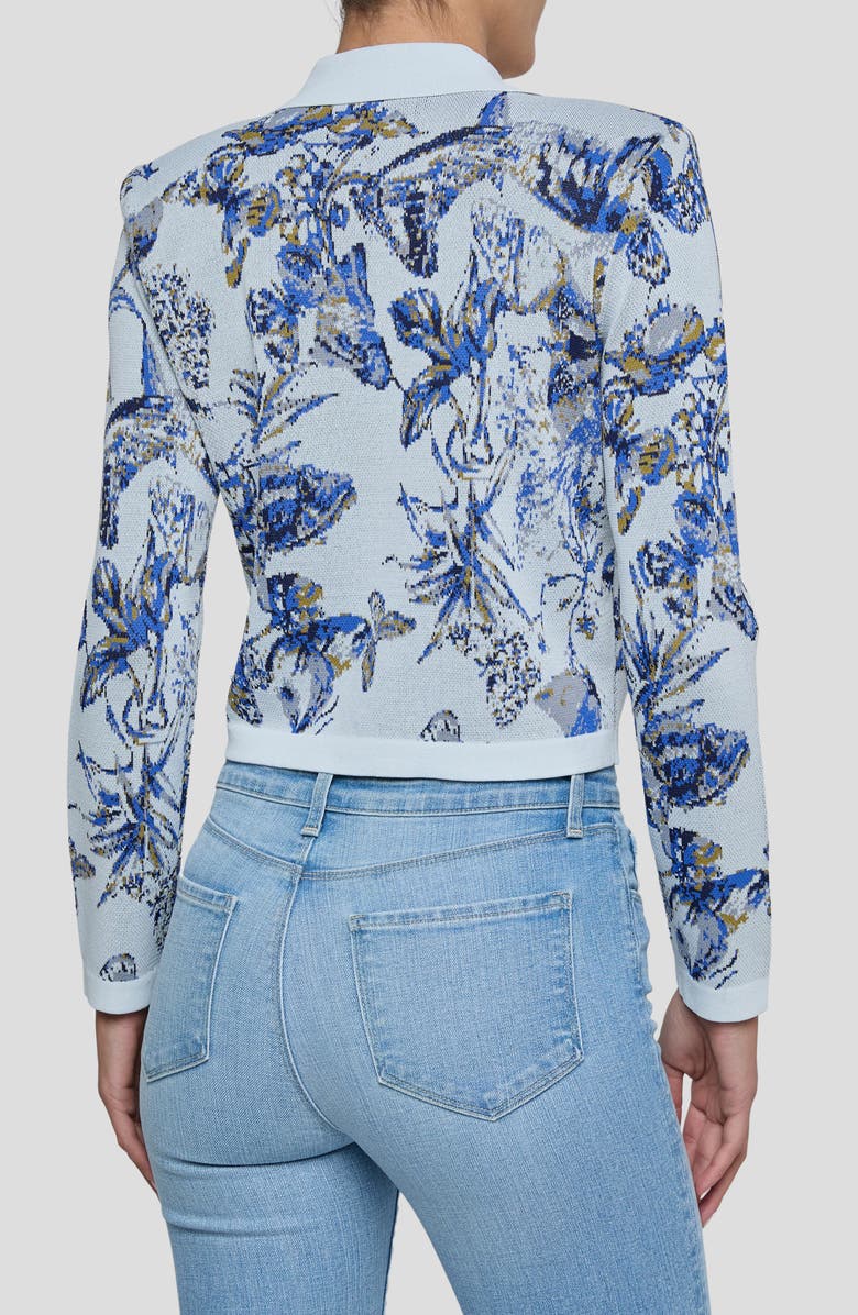 L'AGENCE Osiris Jacquard Knit Jacket, Alternate, color, Grey Mlt Waterclr Butrfly Jcqr