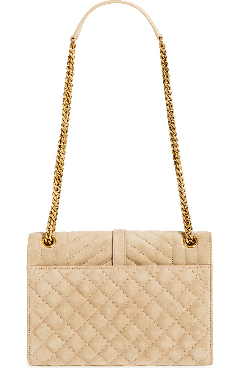 Saint Laurent Medium Envelope Suede Crossbody Bag, Alternate, color, Matt Gold