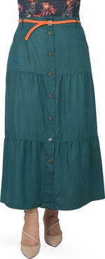 Standards & Practices Denim Maxi Peasant Skirt