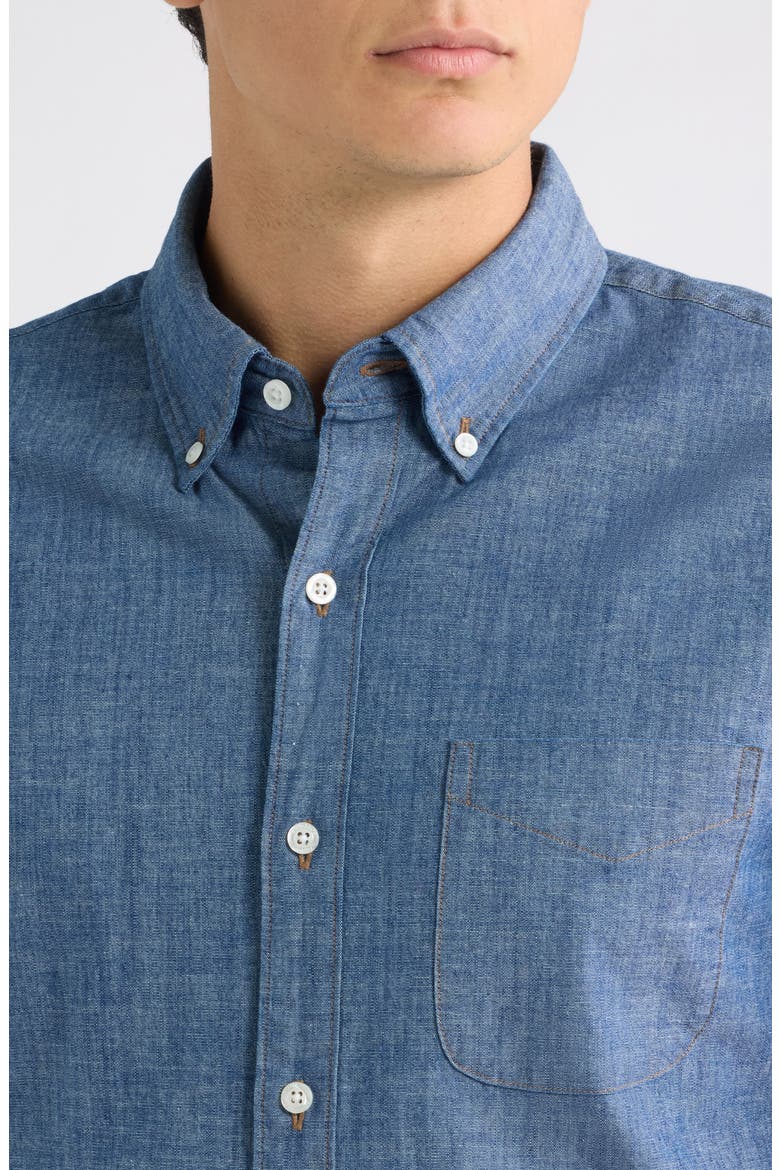 Everyday Slim Fit Stretch Cotton Chambray Button-Down Shirt, Alternate, color, SEA BLUE WASH