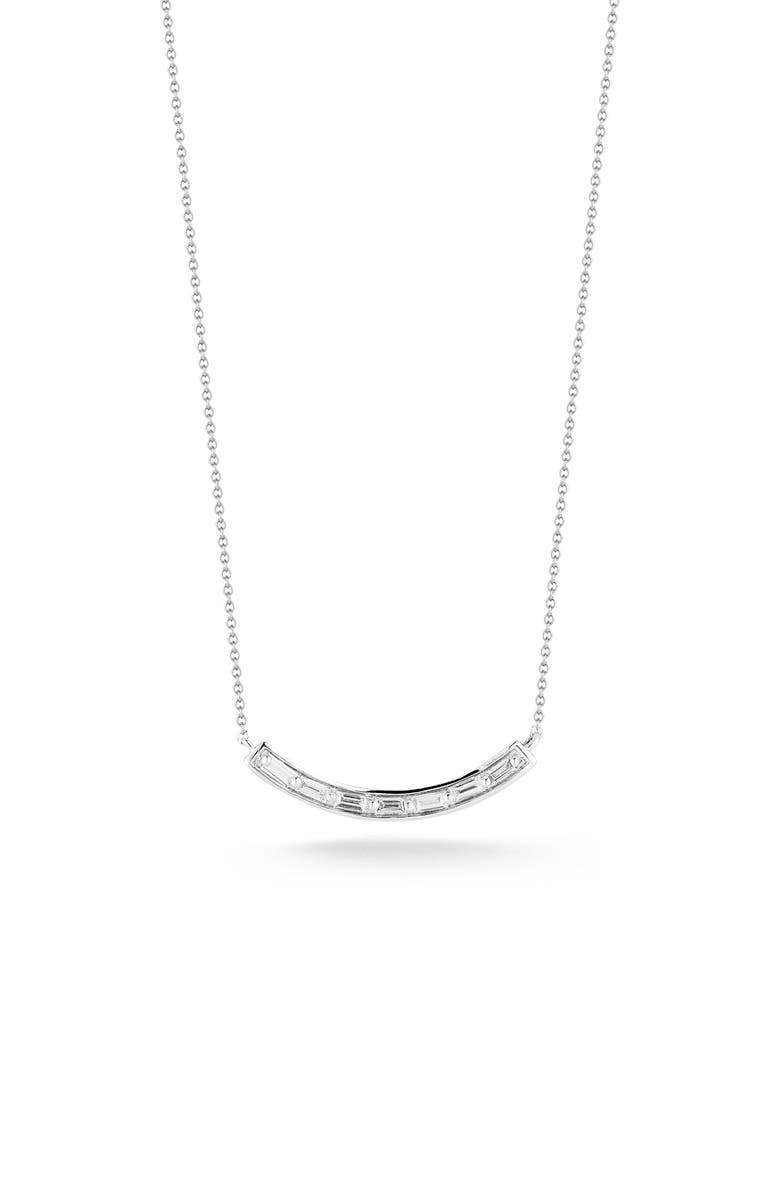 Dana Rebecca Designs Sadia Curved Baguette Diamond Bar Necklace, Main, color, White Gold