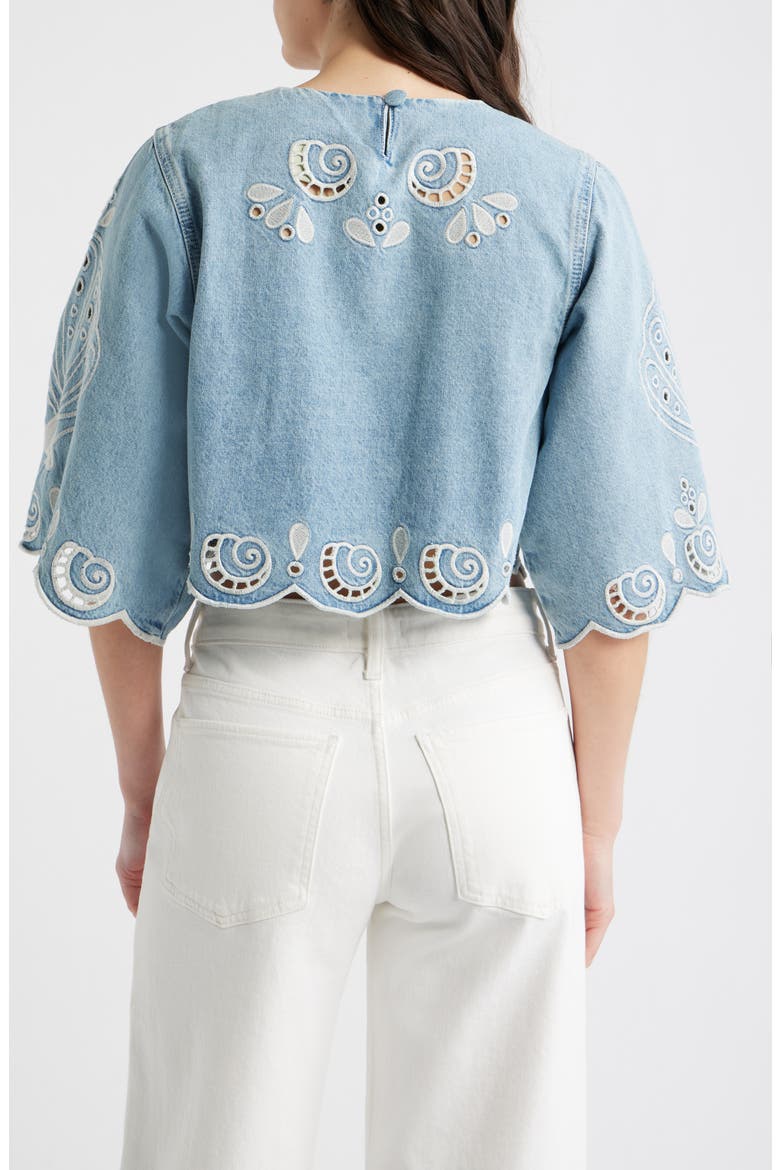 Richelieux Eyelet Detail Crop Denim Top (Women) | Nordstrom