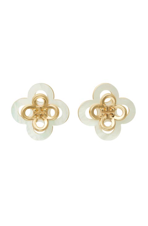 Kira Stacked Clover Stud Earrings