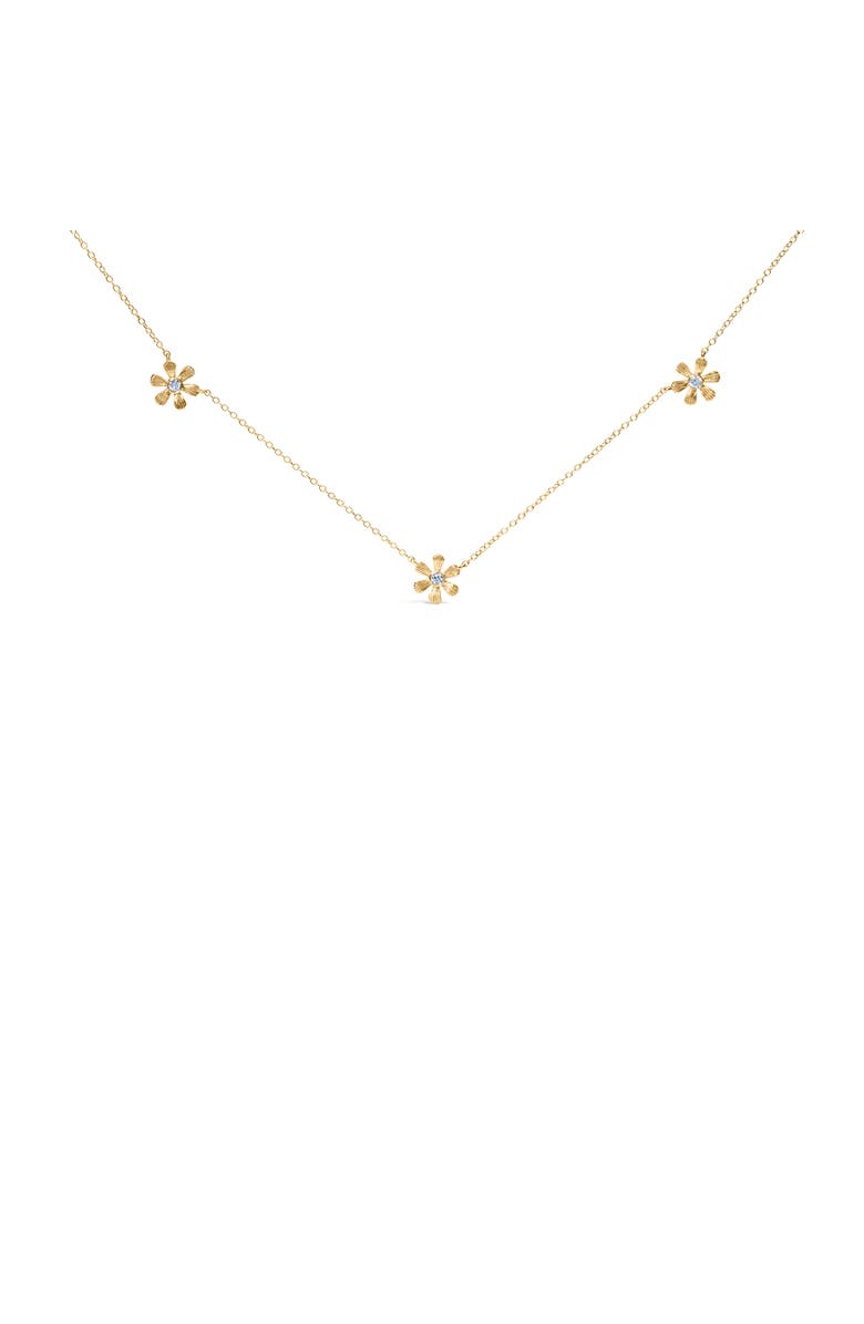 Haus of Brilliance 10K Yellow Gold 1/8 Cttw Diamond Floral Station Chain Necklace, Main, color, Yellow