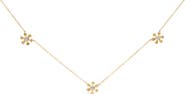 Haus of Brilliance 10K Yellow Gold 1/8 Cttw Diamond Floral Station Chain Necklace