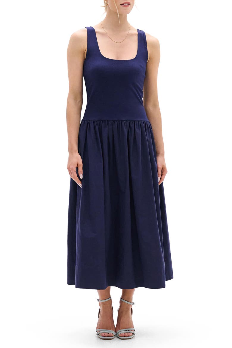 Mixed Media Midi Sundress, Main, color, PATRIOT BLUE
