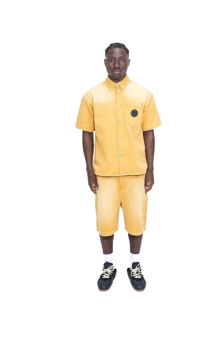 SAINT PERRY Worn Bull Denim Short, Alternate, color, Coffee