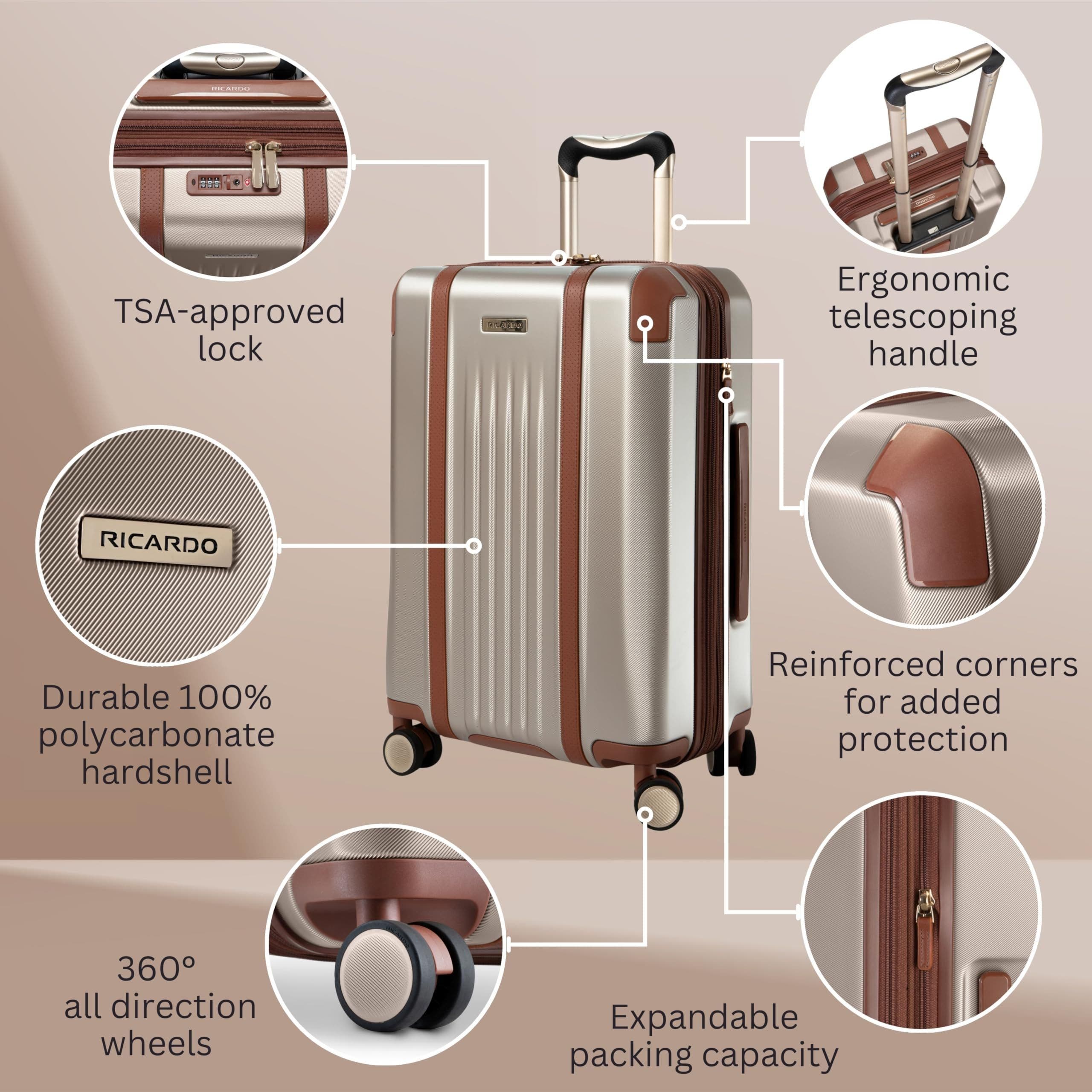 Ricardo Beverly Hills Montecito 2.0 Hardside Suitcase, 25" Checked, Alternate, color, Champagne