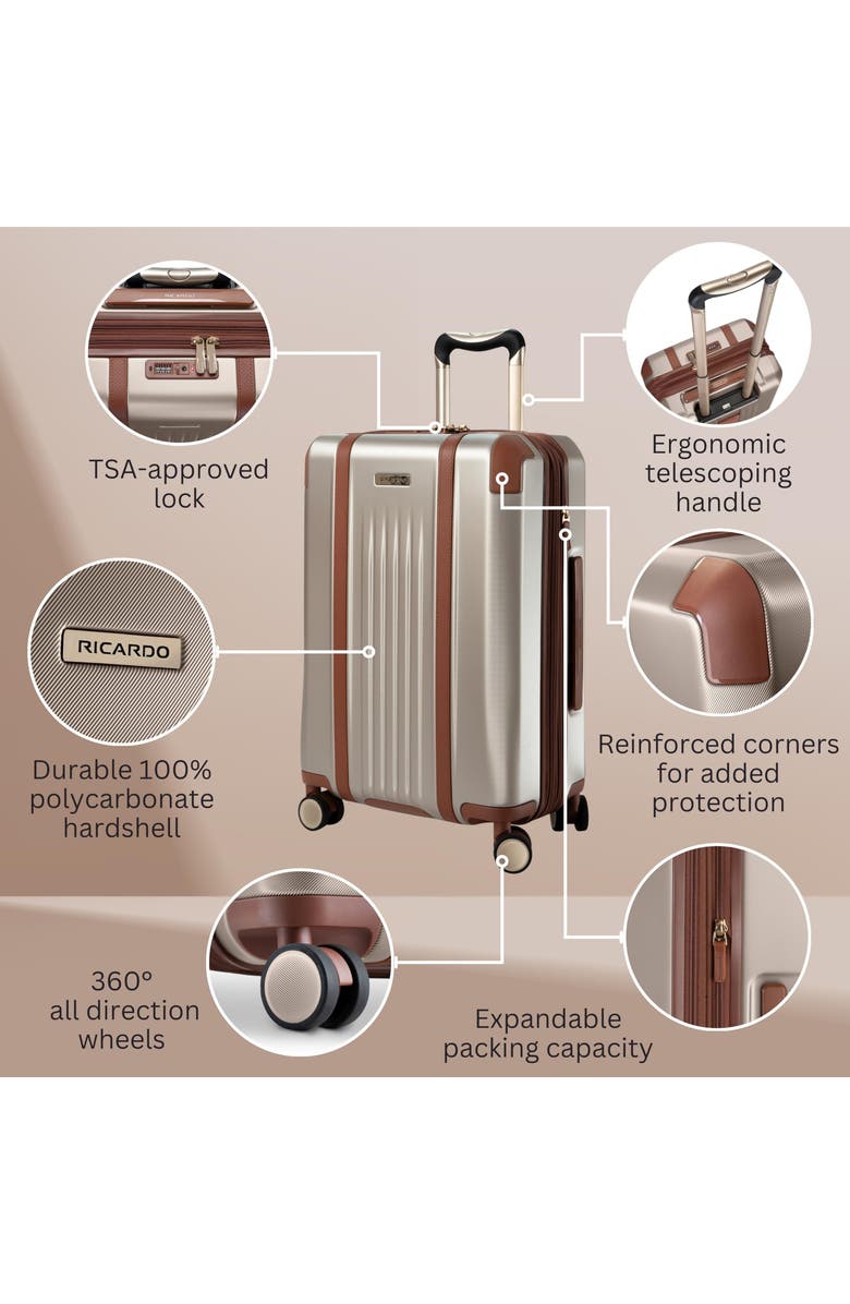 Ricardo Beverly Hills Montecito 2.0 Hardside Suitcase, 25" Checked, Alternate, color, Champagne