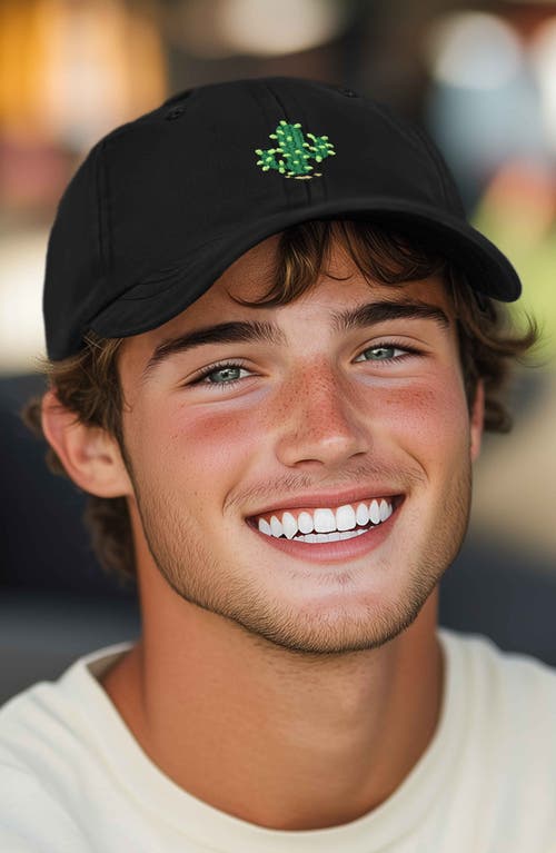 Dalix Cactus Embroidered Low Crown Cap In Black