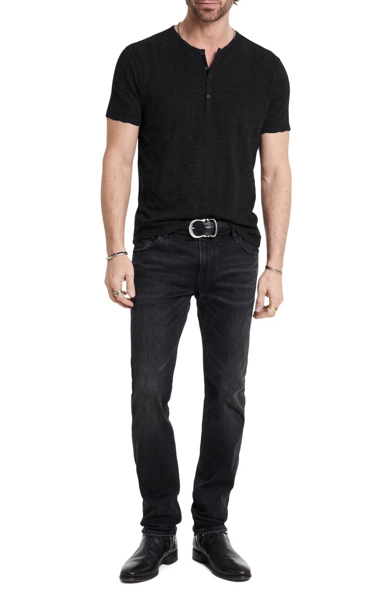 John Varvatos Madoc Texture Stripe Short Sleeve Henley, Alternate, color, 