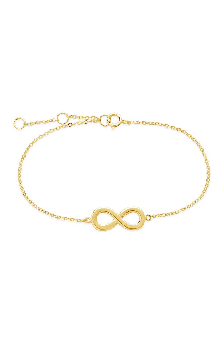 Sterling Forever 14K Gold Sterling Silver Infinity Bracelet, Main, color, Gold