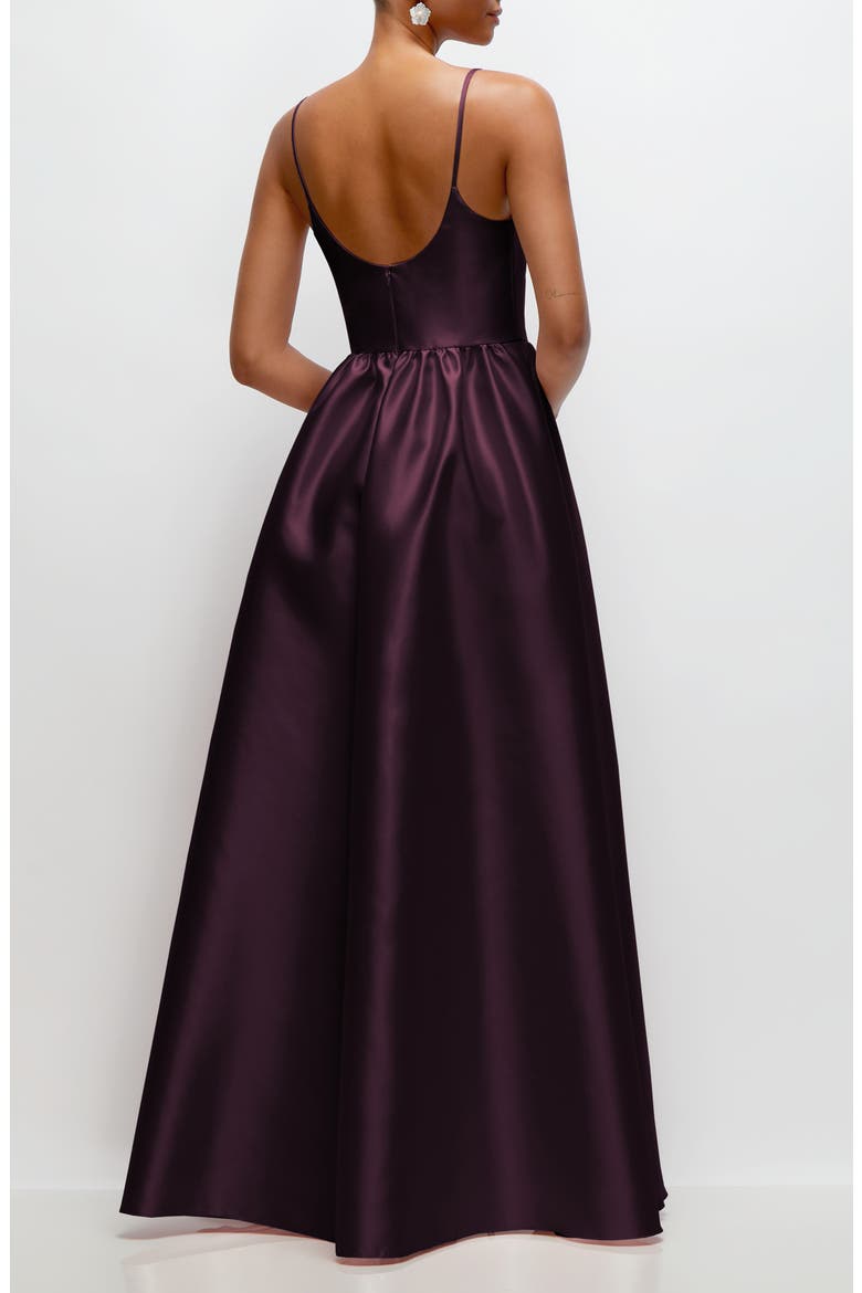 Sleeveless Satin Gown, Alternate, color, DEEP PLUM