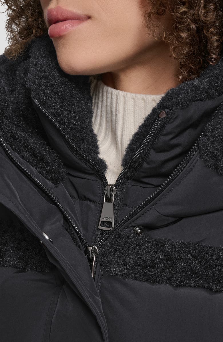 DKNY Faux Fur Spill Hooded Puffer Jacket, Alternate, color, 