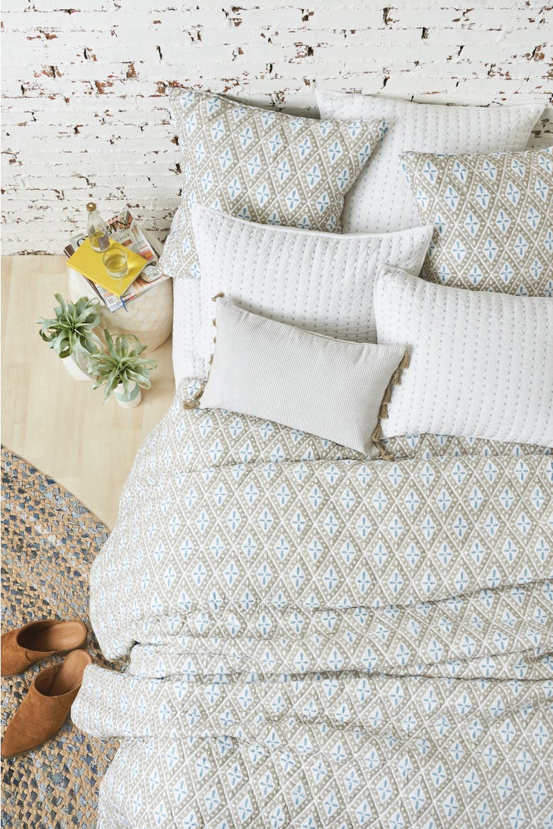26" x 26" Liam Sky Handcrafted Cotton Euro Sham - Machine Washable, Alternate, color, Blue