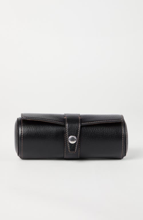 Brunello Cucinelli Cylindrical Leather Watch Case In Black
