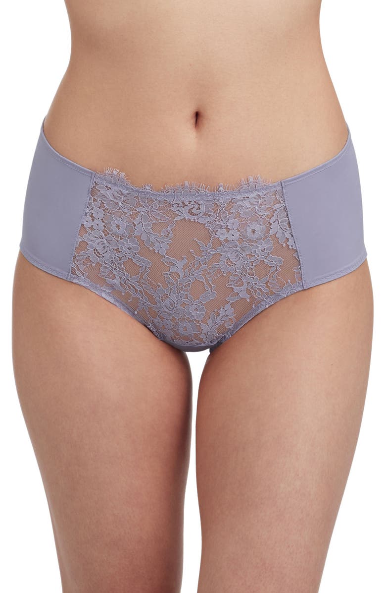 Skarlett Blue Entice Front Lace Brief, Main, color, Lavender Dusk