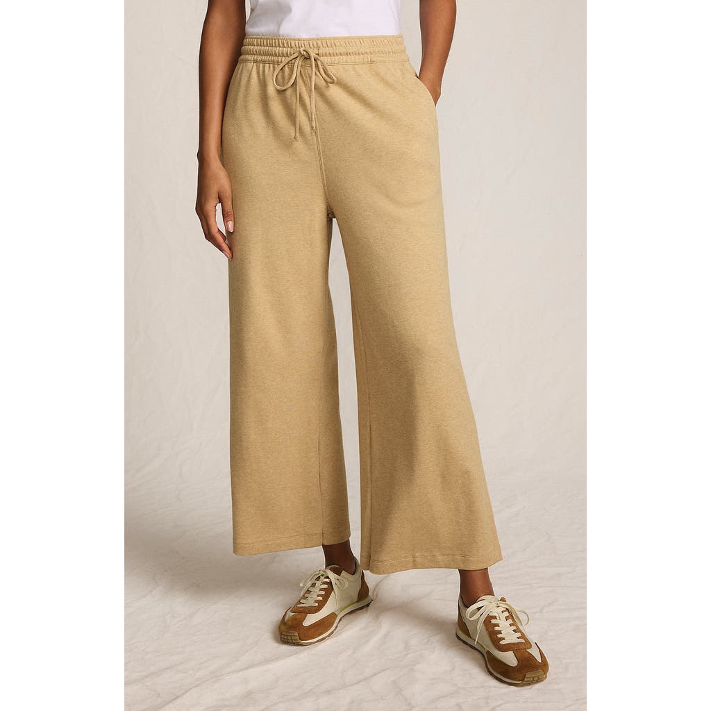Lands' End Sport Knit Pull On Drawstring Wide Leg Crop Pants In Neutral