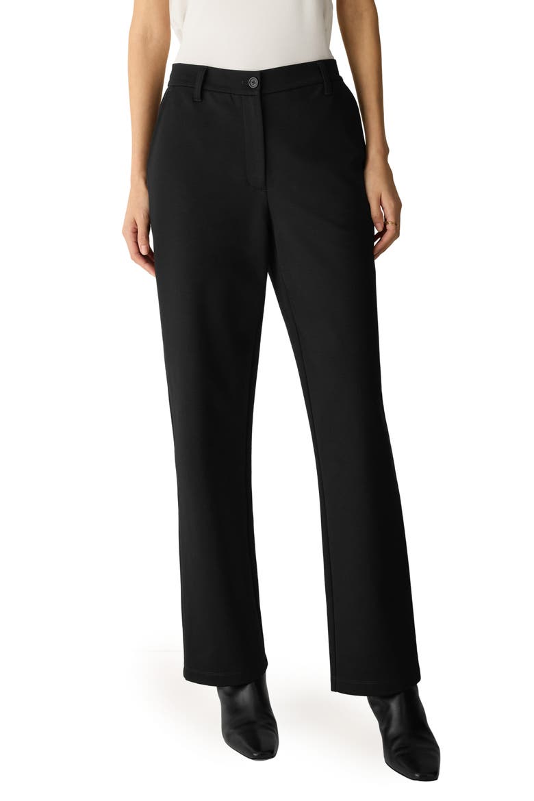 High Waist Straight Leg Pants, Main, color, BLACK