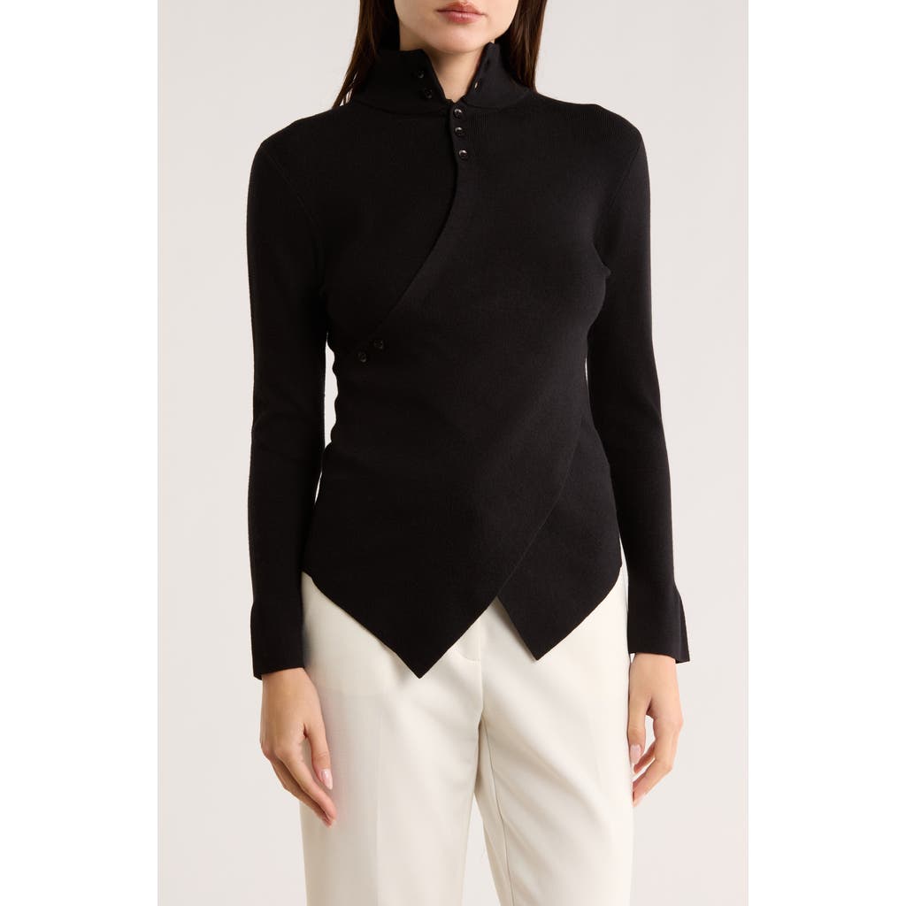 Patrizia Luca Henley Criss Cross Sweater In Black