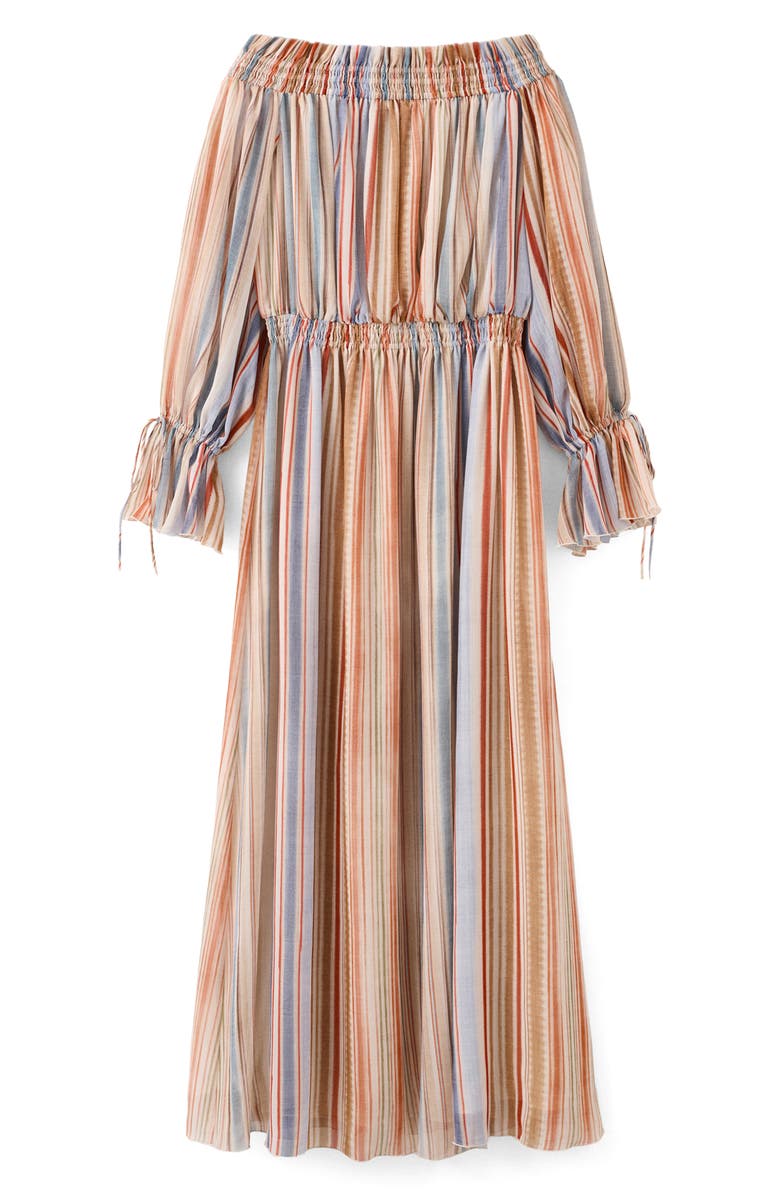 MANGO Stripe Long Sleeve Off the Shoulder Maxi Dress, Alternate, color,