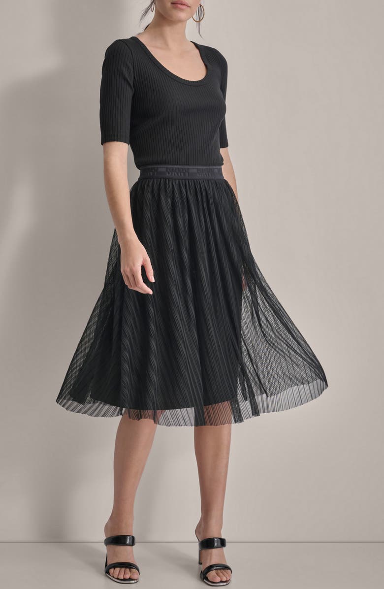 DKNY Mixed Media Midi Dress, Alternate, color, 