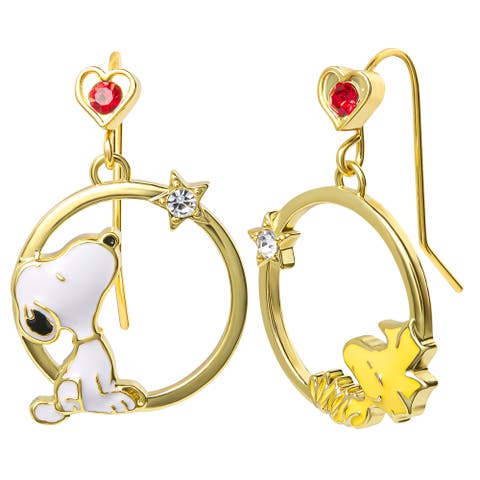 Woodstock and Snoopy Mismatch Dangle Hoop Earrings for Women