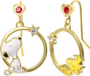PEANUTS Woodstock and Snoopy Mismatch Dangle Hoop Earrings for Women