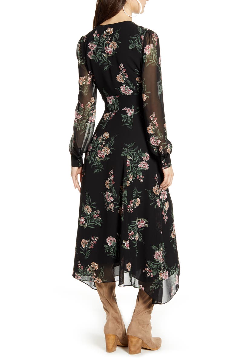 ASTR the Label Floral Long Sleeve Midi Dress, Alternate, color, 