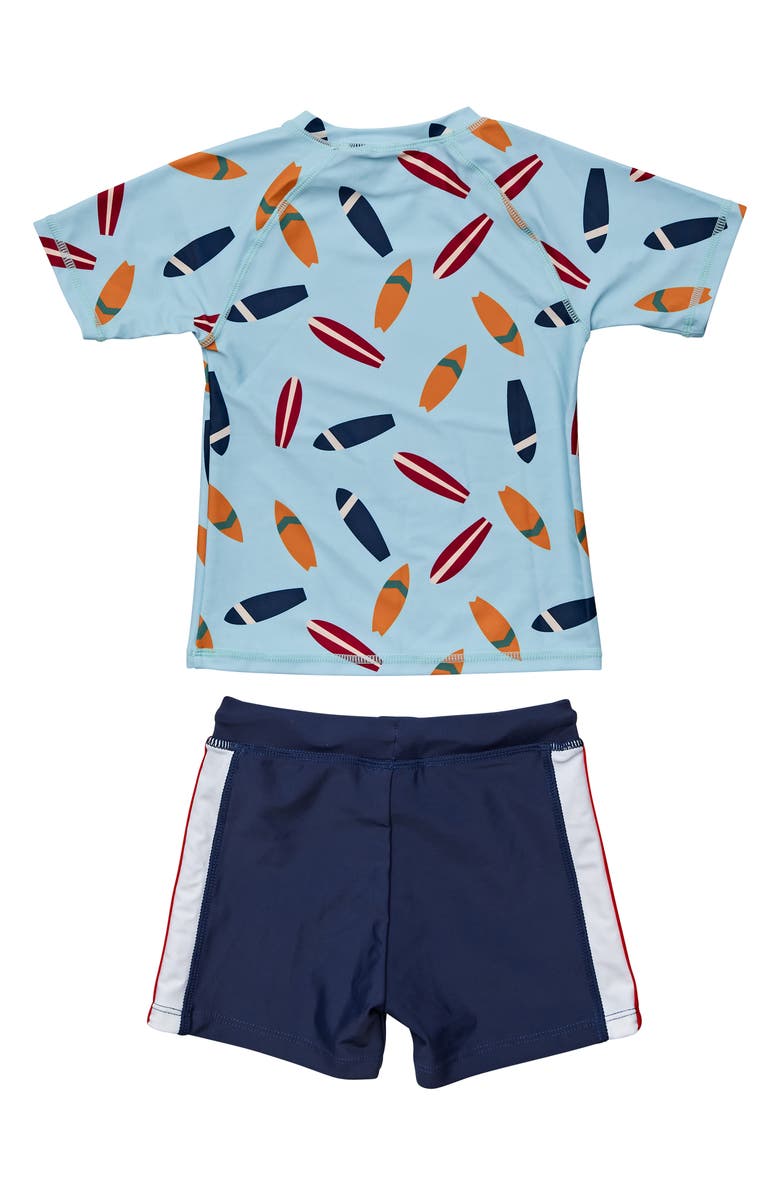 Snapper Rock Kids' Retro Surf Short Sleeve Rashguard & Swim Trunks Set, Alternate, color, 