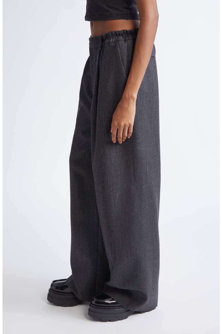 Tailored Wool Flannel Wide Leg Pants, Alternate, color, BLACK/ CHARCOAL