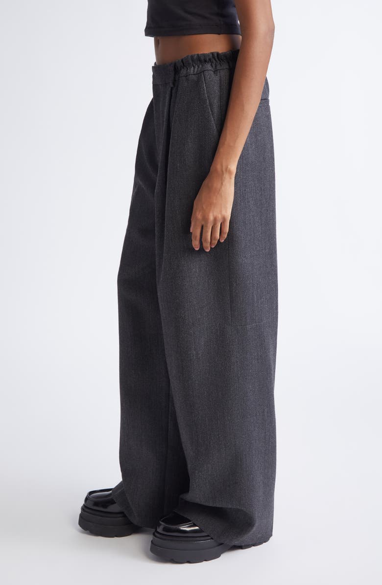 Alexander Wang Tailored Wool Flannel Wide Leg Pants, Alternate, color, Black/ Charcoal